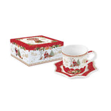 Bögre, csésze Karácsonyi télapós porcelán teás csésze aljjal díszdobozban Christmas Memories