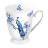 Bögre, csésze Kék páva mintás porcelán talpas bögre