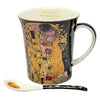 Pohár Klimt bögre porcelán kanállal díszcsomagolásban A Csók black