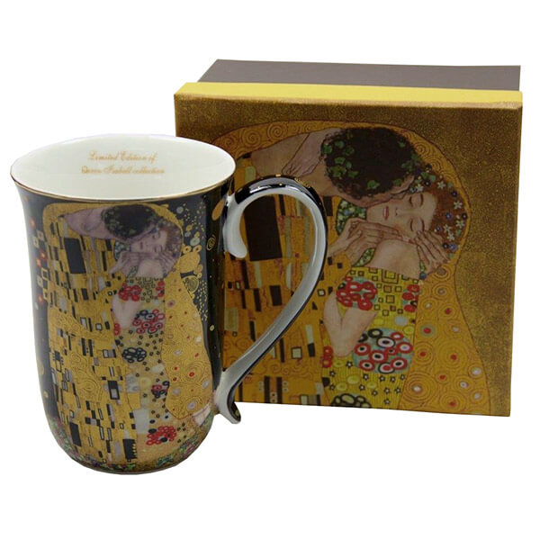Bögre, csésze Klimt porcelán bögre 400 ml A Csók fekete