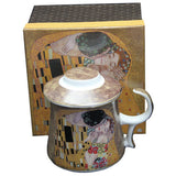 Bögre, csésze Klimt porcelán bögre tetővel és fémszűrővel 300 ml A Csók