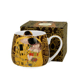 Bögre, csésze Klimt porcelán nagy bögre díszdobozban A Csók barna 430 ml