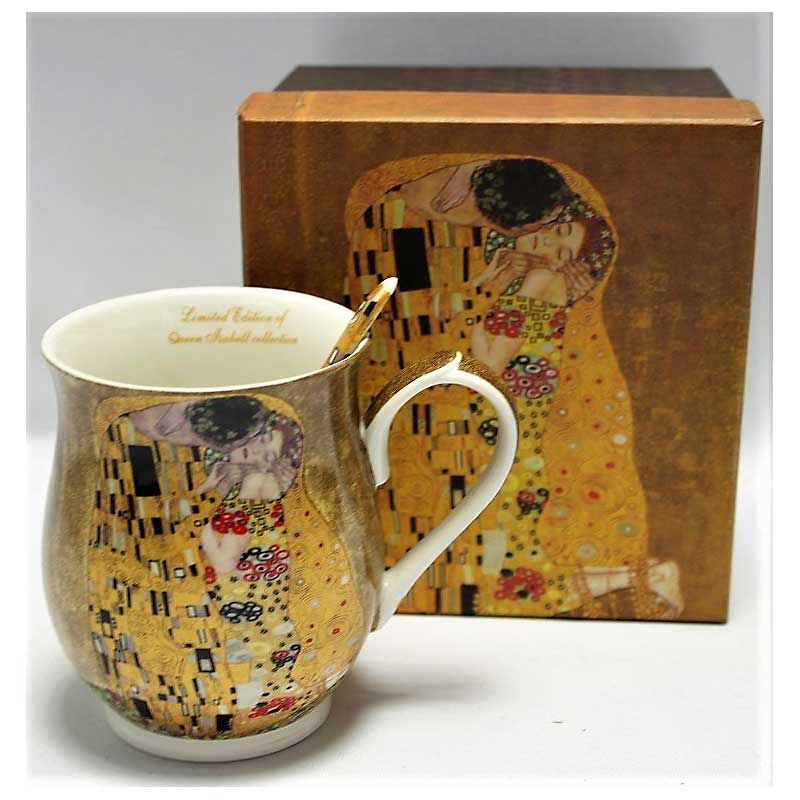 Pohár Klimt porcelán öblös bögre kanállal 350 ml A Csók