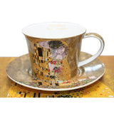 Bögre, csésze Klimt porcelán teás csésze készlet A Csók arany