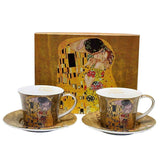 Bögre, csésze Klimt porcelán teás csésze készlet A Csók arany