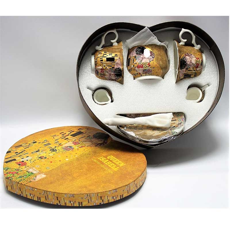 Tányér, étkészlet Klimt porcelán teás készlet 2 személyes A csók