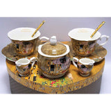 Tányér, étkészlet Klimt porcelán teás készlet 2 személyes A csók
