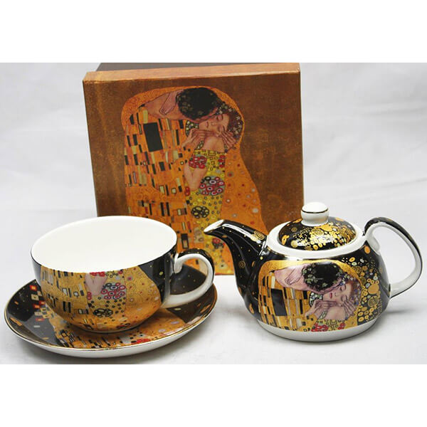 Teáskanna Klimt porcelán teáskanna csészével A Csók
