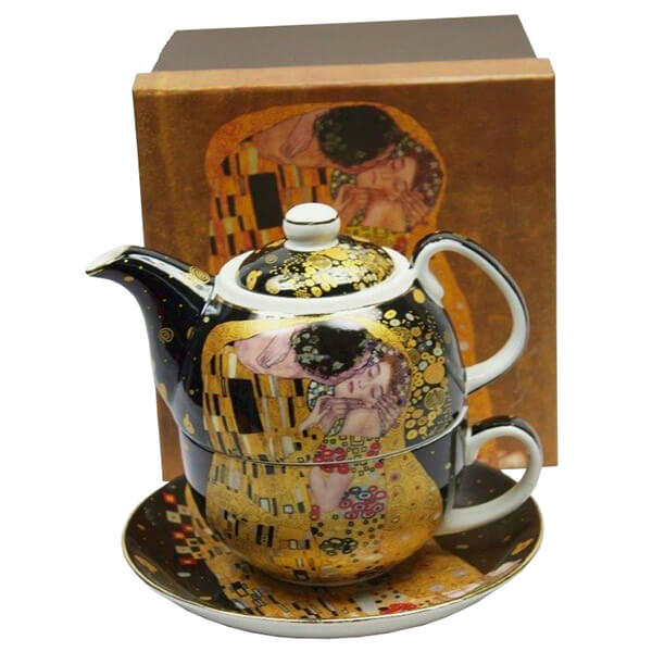 Teáskanna Klimt porcelán teáskanna csészével A Csók