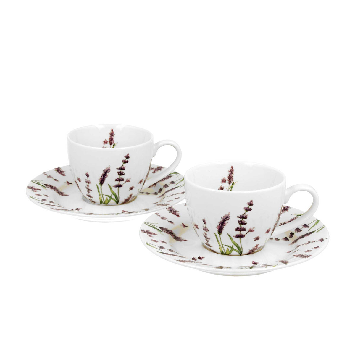 Bögre, csésze Levendula mintás porcelán eszpresszó kávés csésze szett 2 személyes