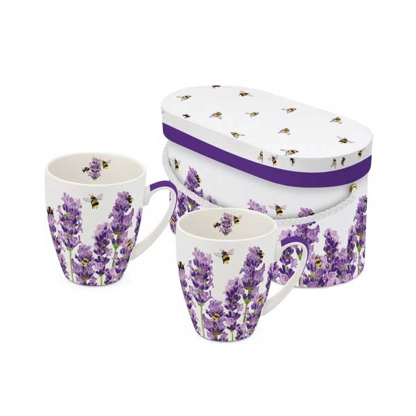 Bögre Levendulás porcelán 2 db-s bögre szett Bees & Lavender