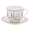 Bögre, csésze Levendulás Porcelán reggelizőcsésze + alj dobozban