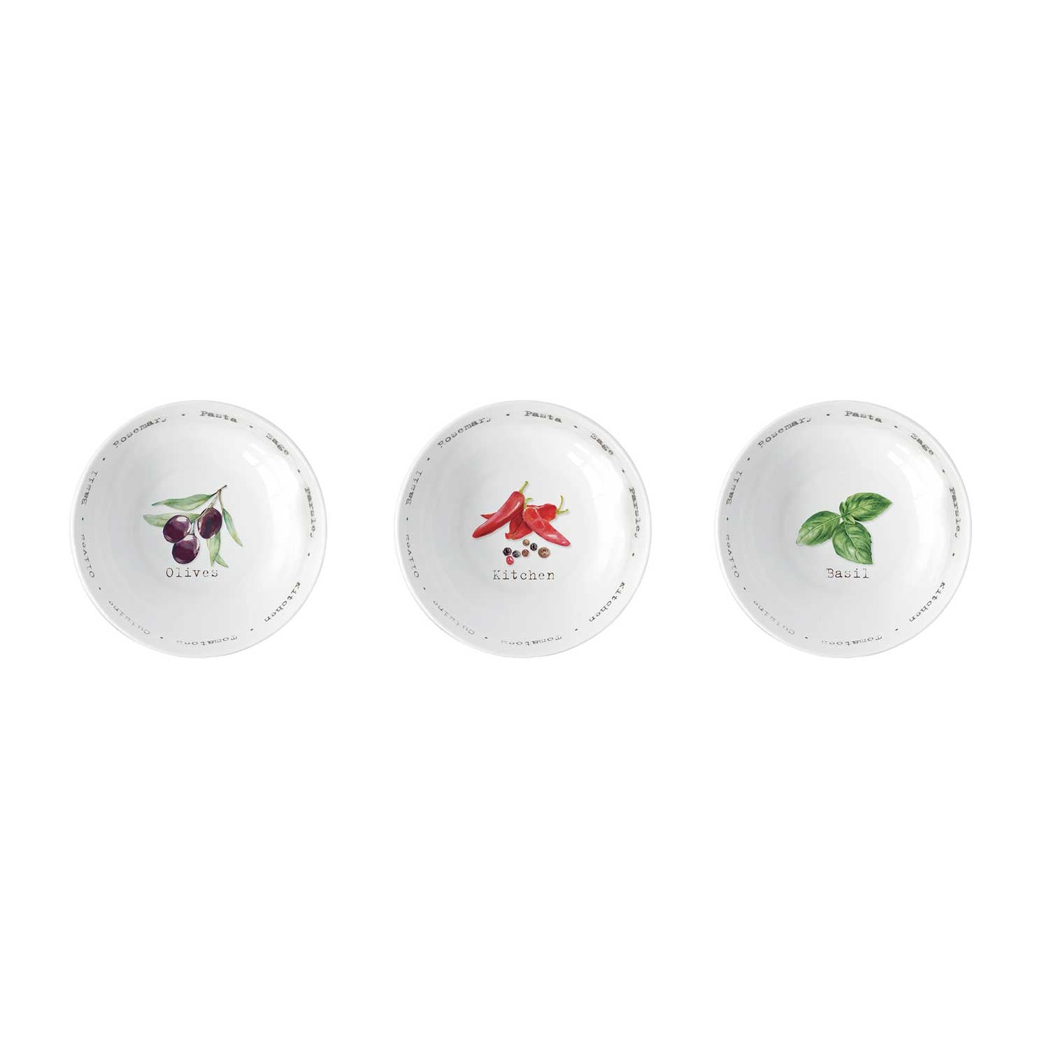 Tálka Mediterrán porcelán 3 db-s tálka szett 10 cm Home & Kitchen
