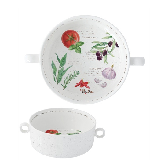 Tálka Mediterrán porcelán tál fogóval 20 cm Home & Kitchen