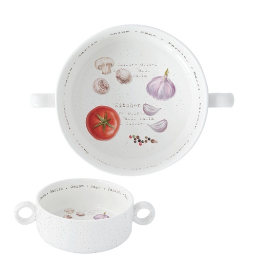 Tálka Mediterrán porcelán tálka fogóval 12cm Home & Kitchen