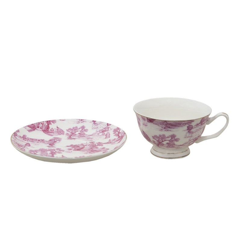 Bögre, csésze Moya távol keleti tájas porcelán csésze aljjal