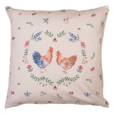Díszpárna huzat Pamut párnahuzat tyúkos, kakasos mintájú Chicken and Rooster 40x40cm