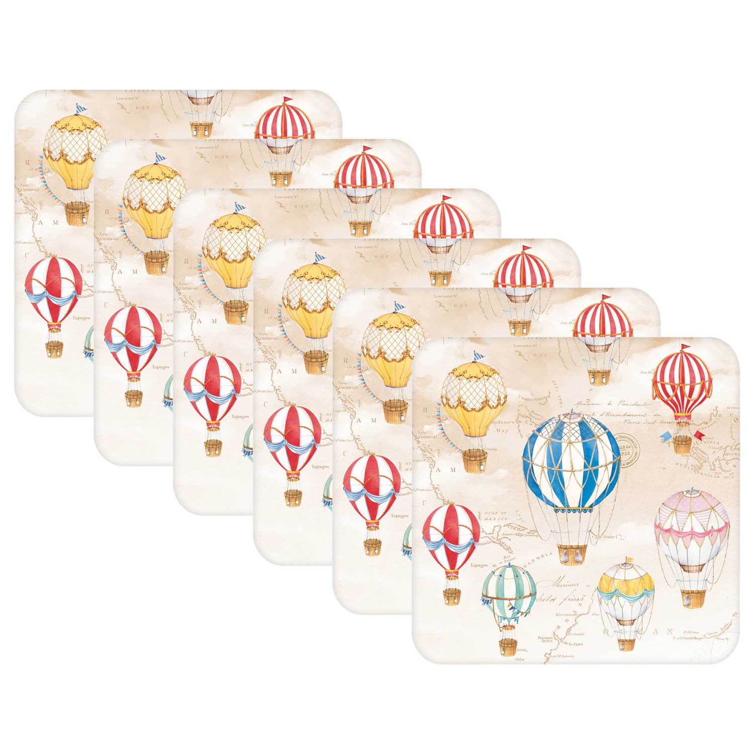 Tányéralátét, poháralátét Parafa poháralátét 6db-os Vintage Air Balloons