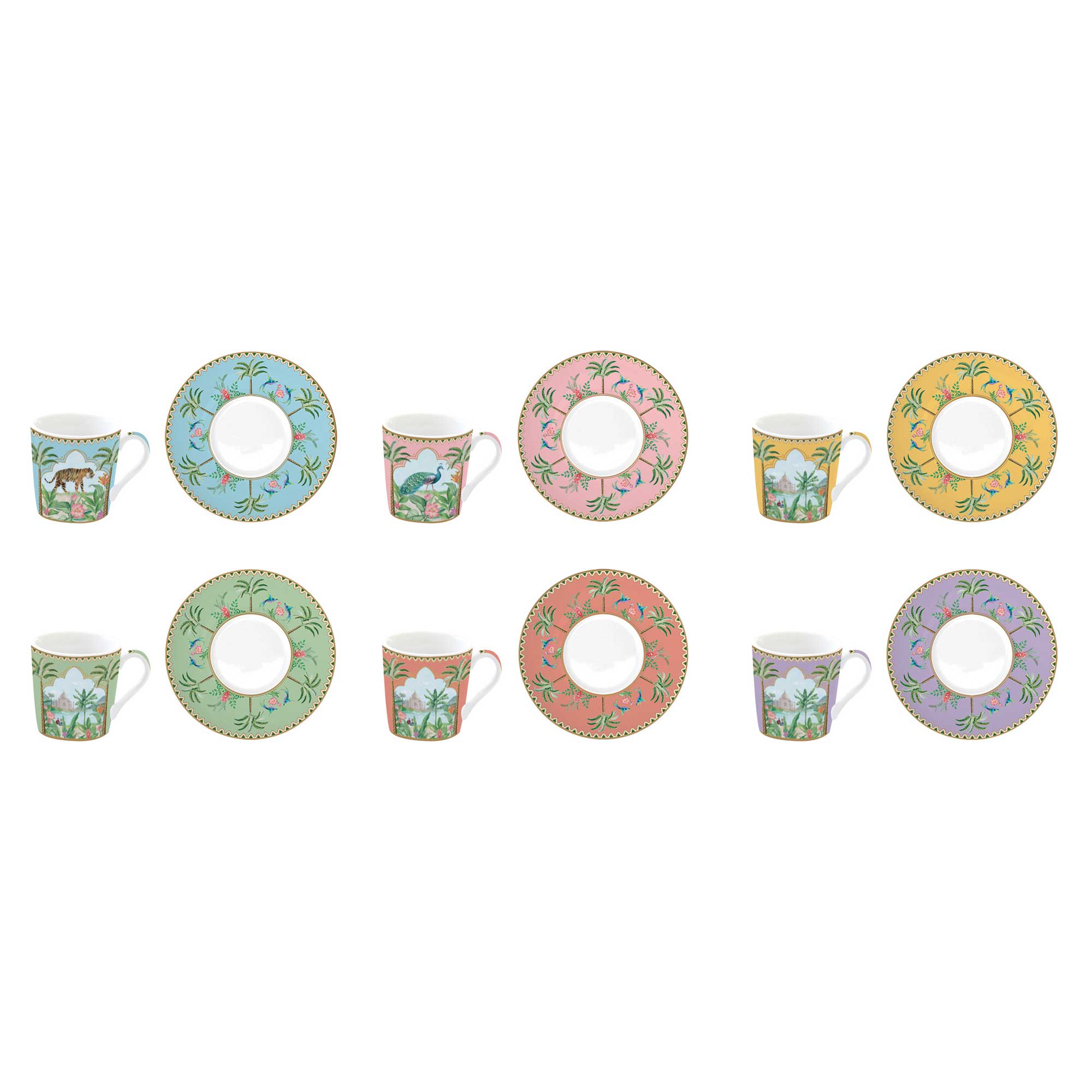 Bögre, csésze Porcelán 6 személyes eszpresszó kávés csésze szett Paradise Sauvage
