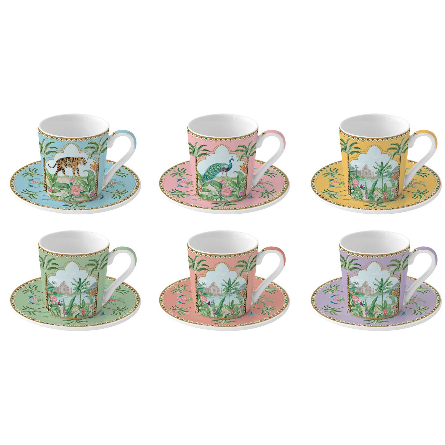 Bögre, csésze Porcelán 6 személyes eszpresszó kávés csésze szett Paradise Sauvage