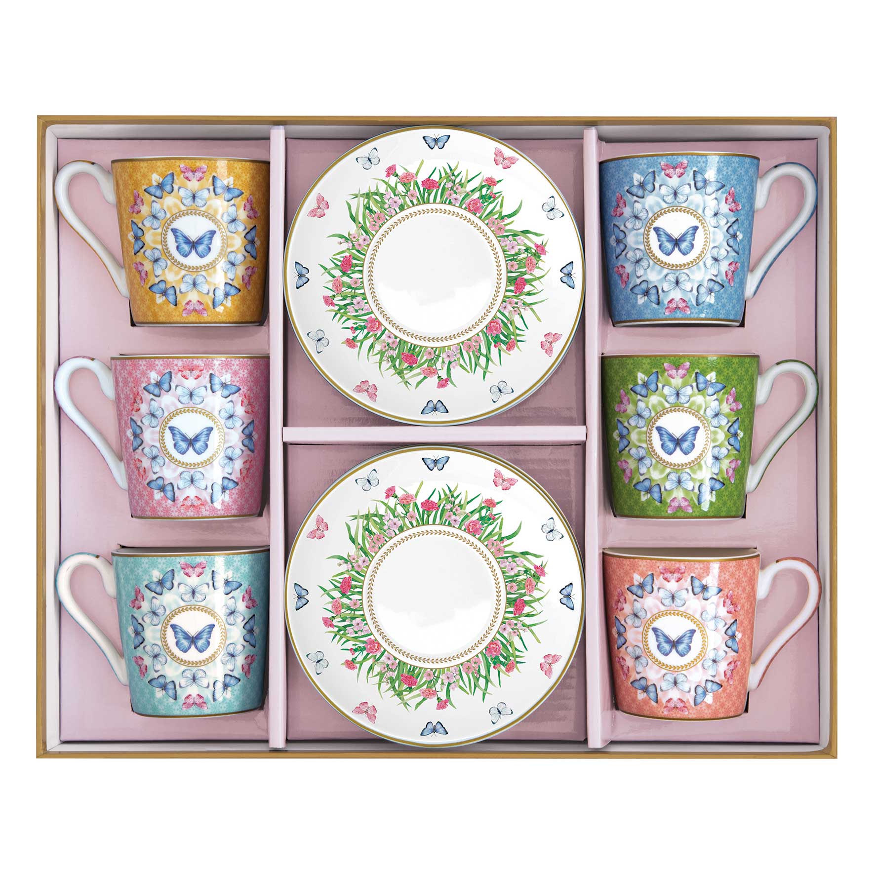 Bögre, csésze Porcelán 6 személyes eszpresszó kávés csésze szett Spring Parade
