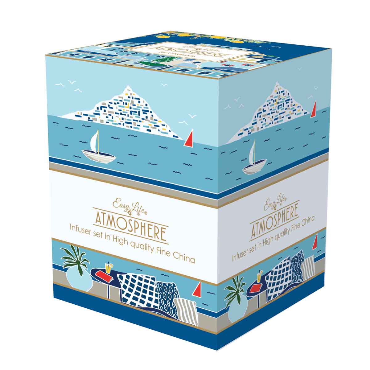 Bögre, csésze Porcelán bögre szűrővel tetővel Sea Dreams Atmosphere