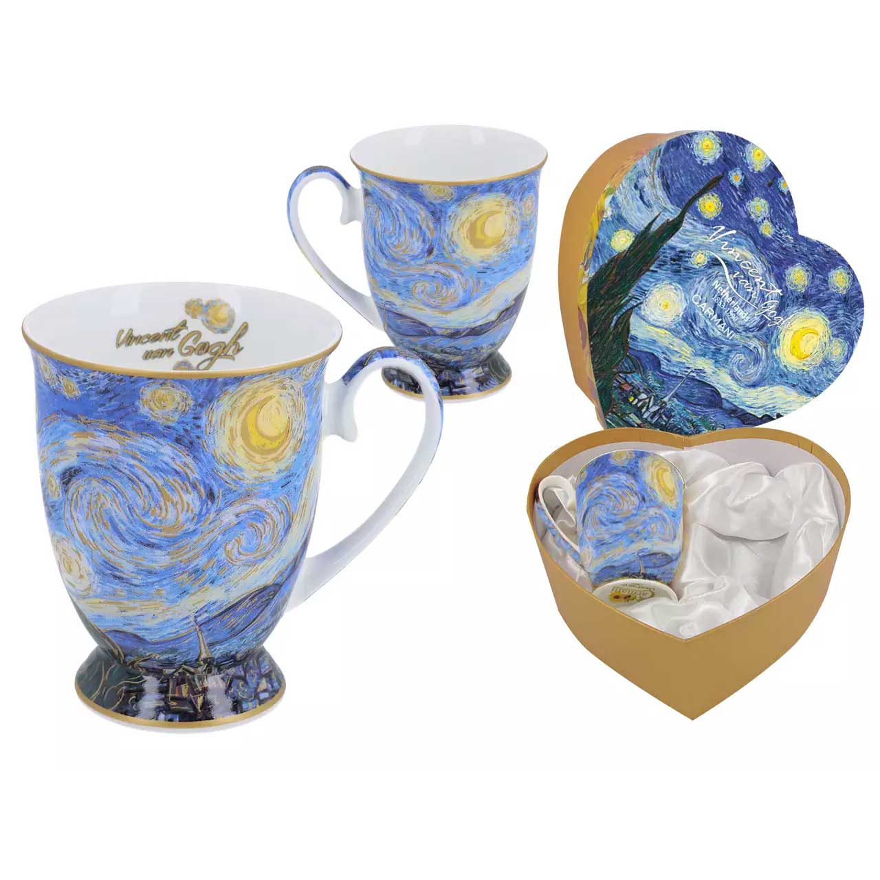 Bögre, csésze Porcelán bögre van Gogh Csillagos Éj szív alakú dobozban
