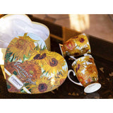 Bögre, csésze Porcelán bögre van Gogh Napraforgók szív alakú dobozban