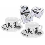 Bögre, csésze Porcelán csésze 2 személyes fekete macskás zenélő
