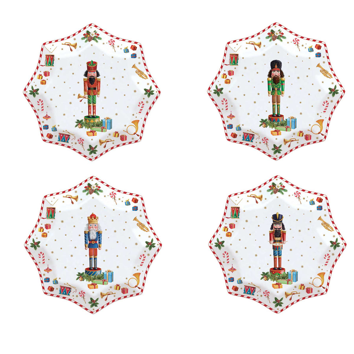 Tányér, étkészlet Porcelán diótörő kis desszertes tányér szett Vintage Nutcracker 4 db