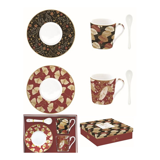 Bögre, csésze Porcelán eszpresszó csésze kanállal 2 személyes Coffee Mania Kimono