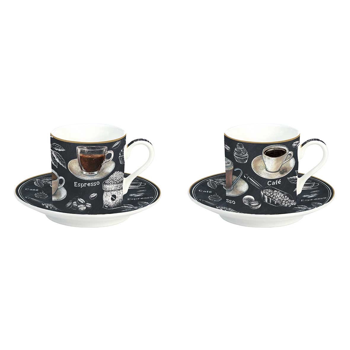 Bögre, csésze Porcelán eszpresszó kávés csésze 2 db díszdobozban Barista