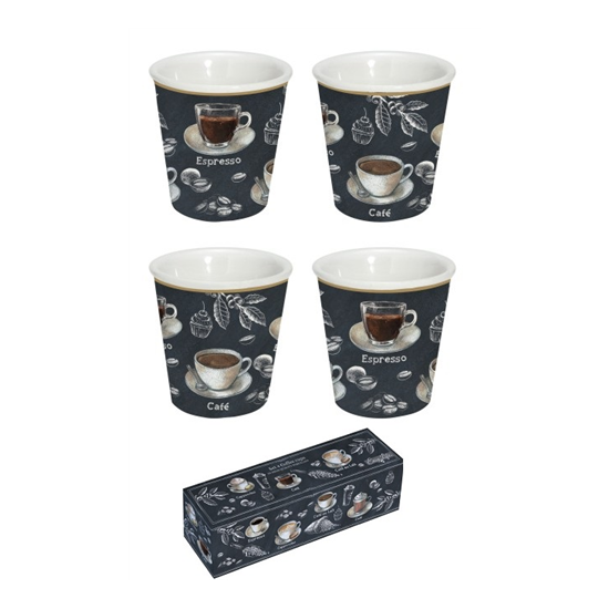 Bögre, csésze Porcelán eszpresszó kávés pohár 4 db-os szett Barista