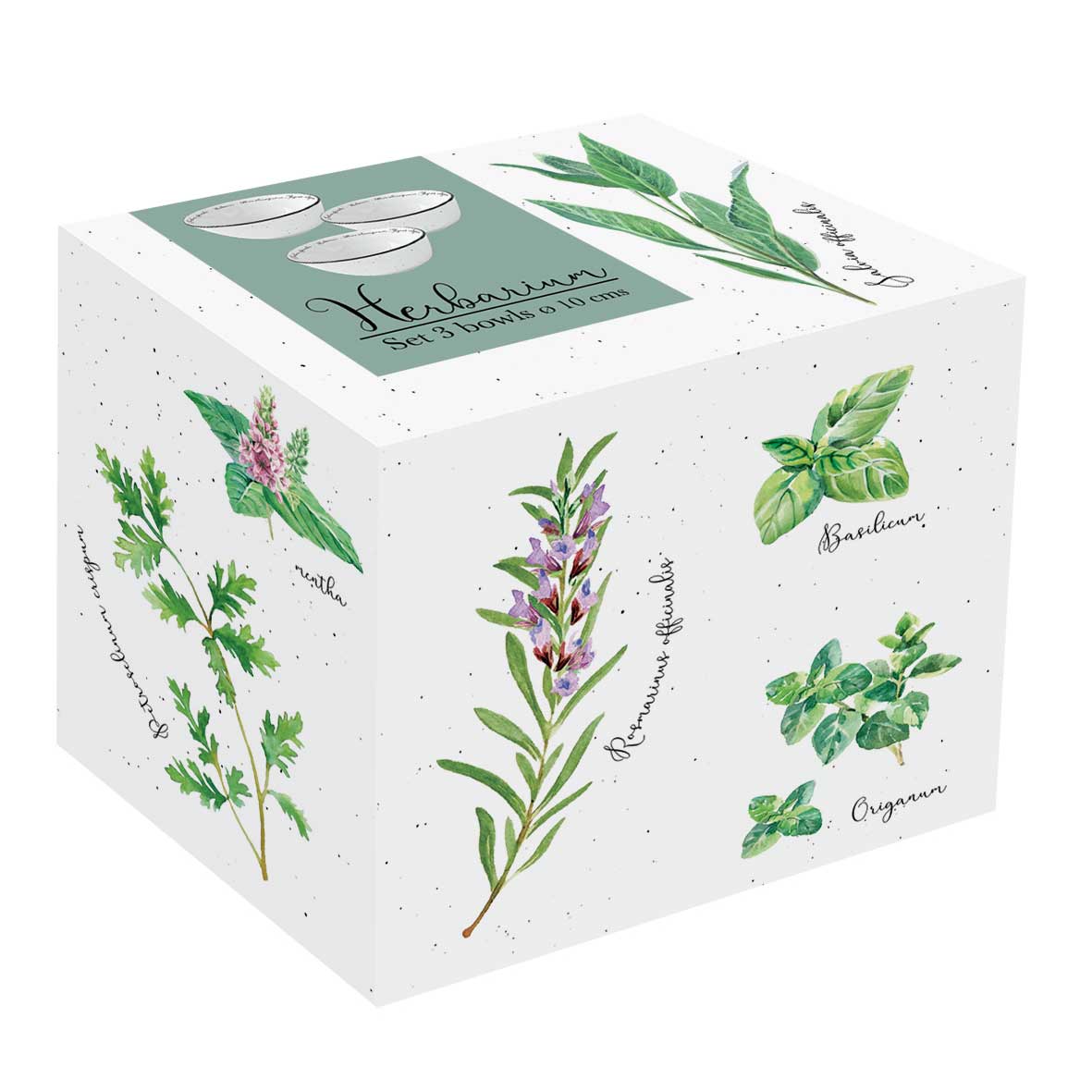 Tál Porcelán fűszernövényes 3 db-os tálka szett Herbarium