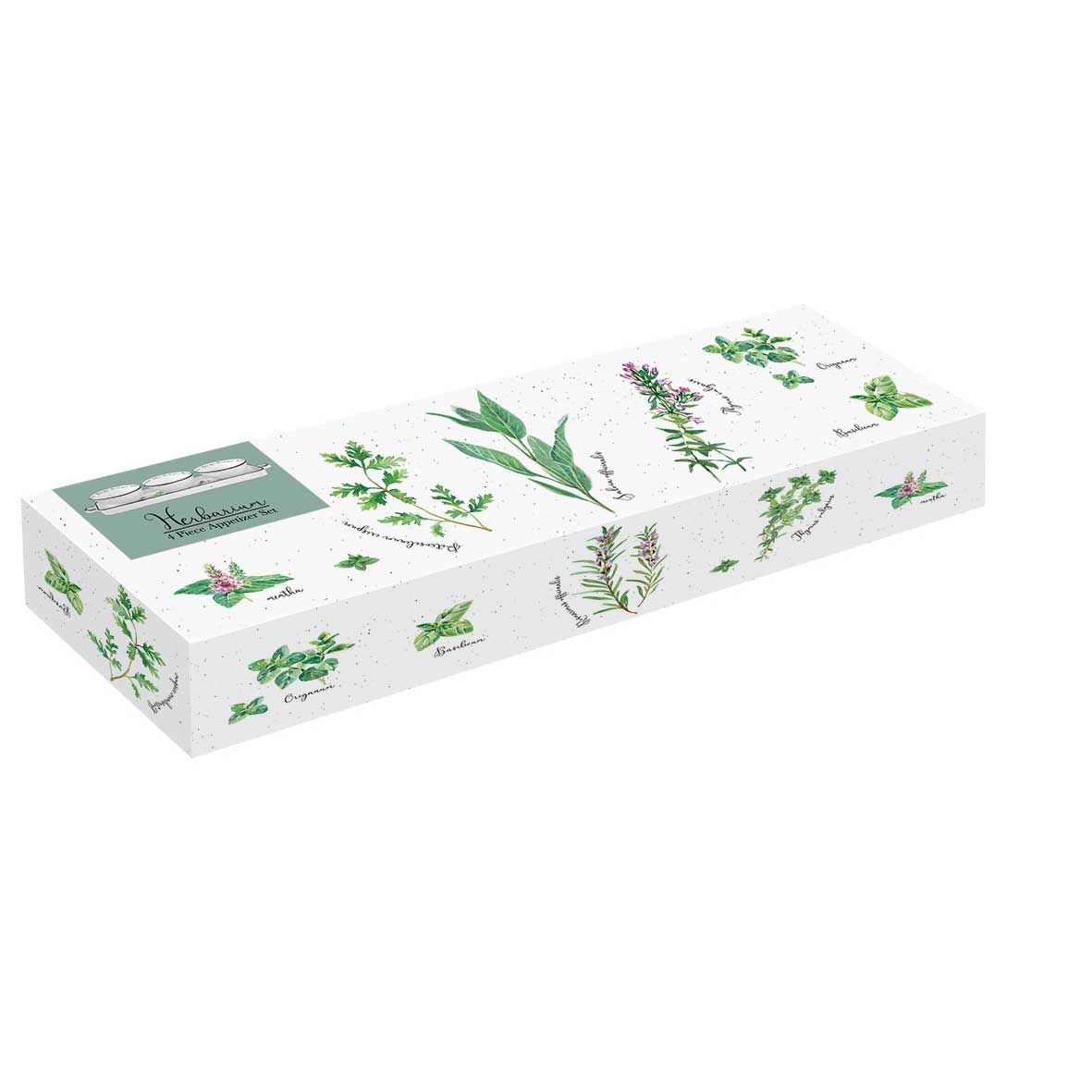 Tál Porcelán fűszernövényes 3 db-os tálka szett porcelán tálcán Herbarium