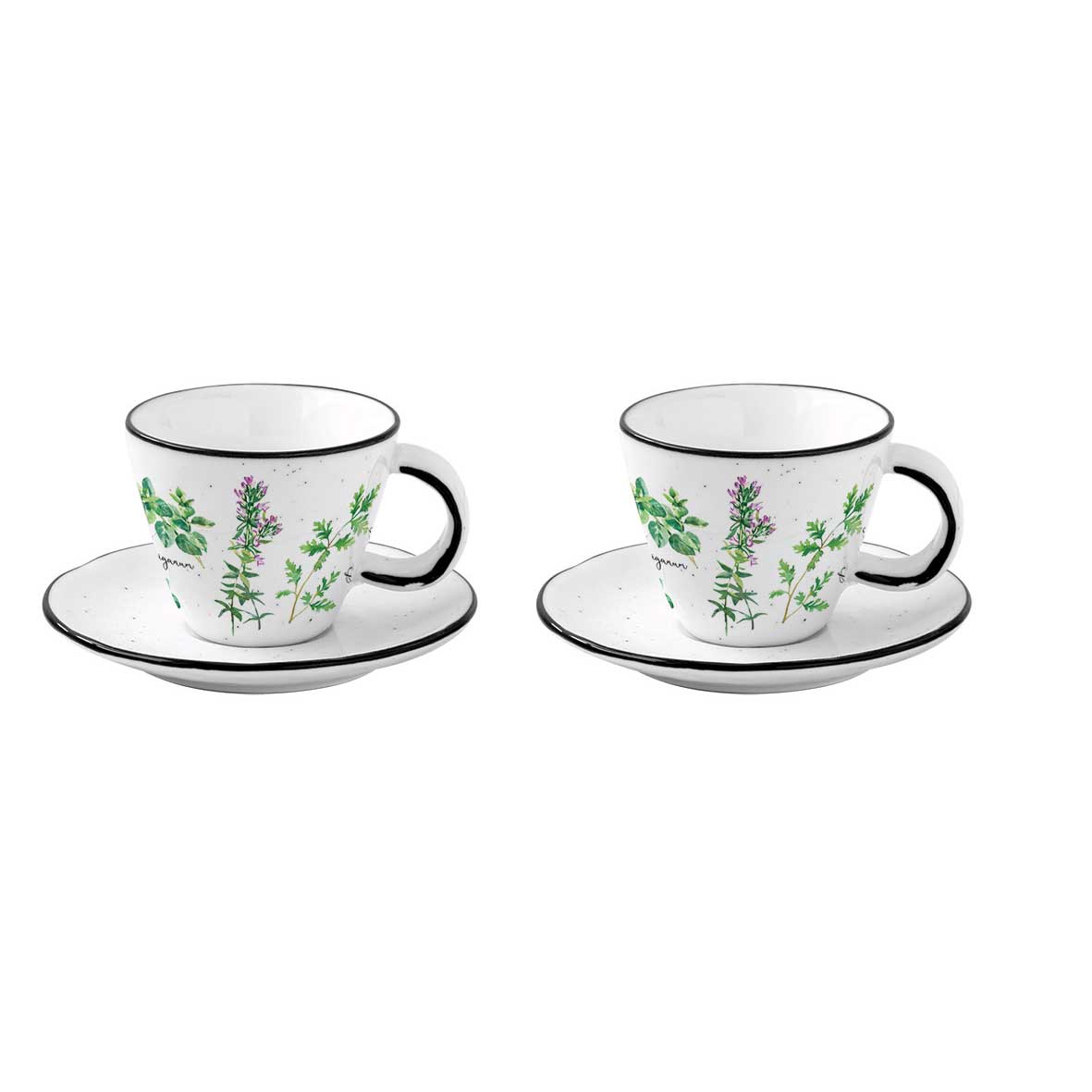 Bögre, csésze Porcelán fűszernövényes eszpresszó csésze aljjal Herbarium