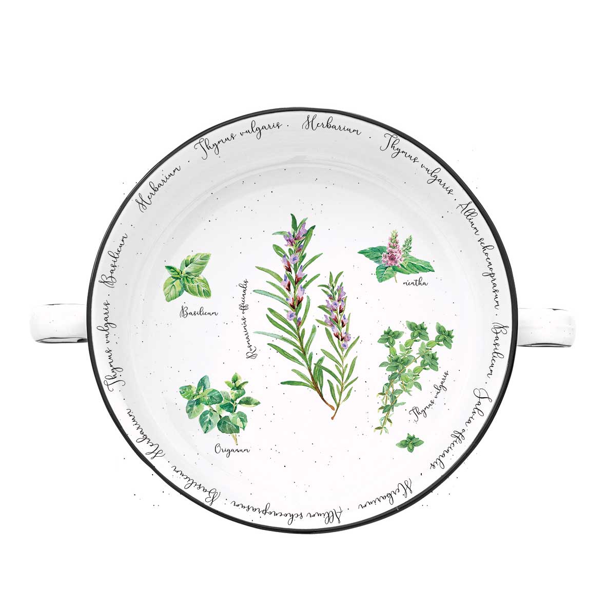Tál Porcelán fűszernövényes tál füllel 20 cm Herbarium