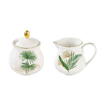Kanna, kiöntő Porcelán ginkgo leveles kiöntő és cukortartó szett Exotique