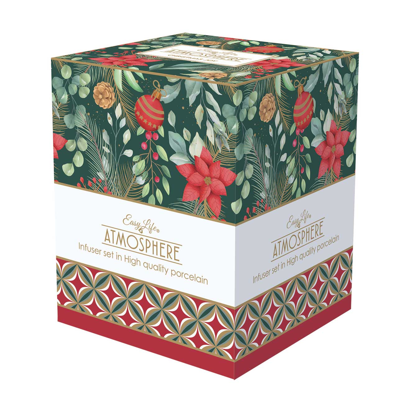 Bögre Porcelán karácsonyi teás bögre szűrővel tetővel Coffee Mania Christmas Joy