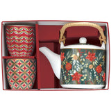 Teáskanna Porcelán karácsonyi teáskanna szűrővel pohárral Coffee Mania Christmas Joy