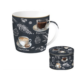 Bögre, csésze Porcelán kávés bögre fémdobozban Barista