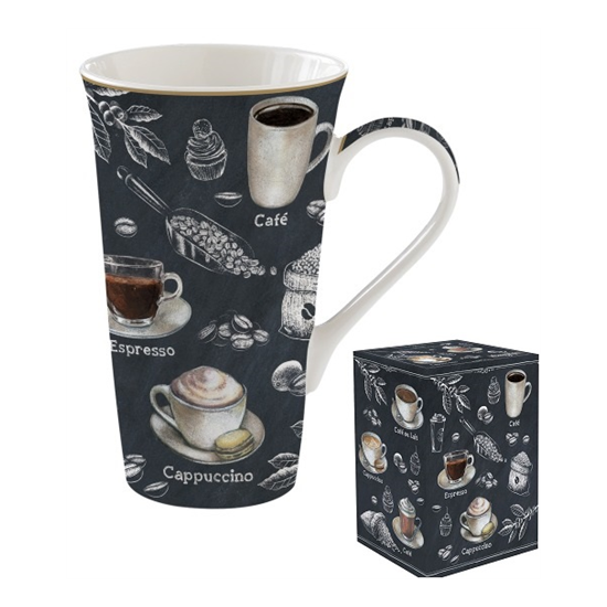 Bögre, csésze Porcelán kávés nagy bögre díszdobozban Barista