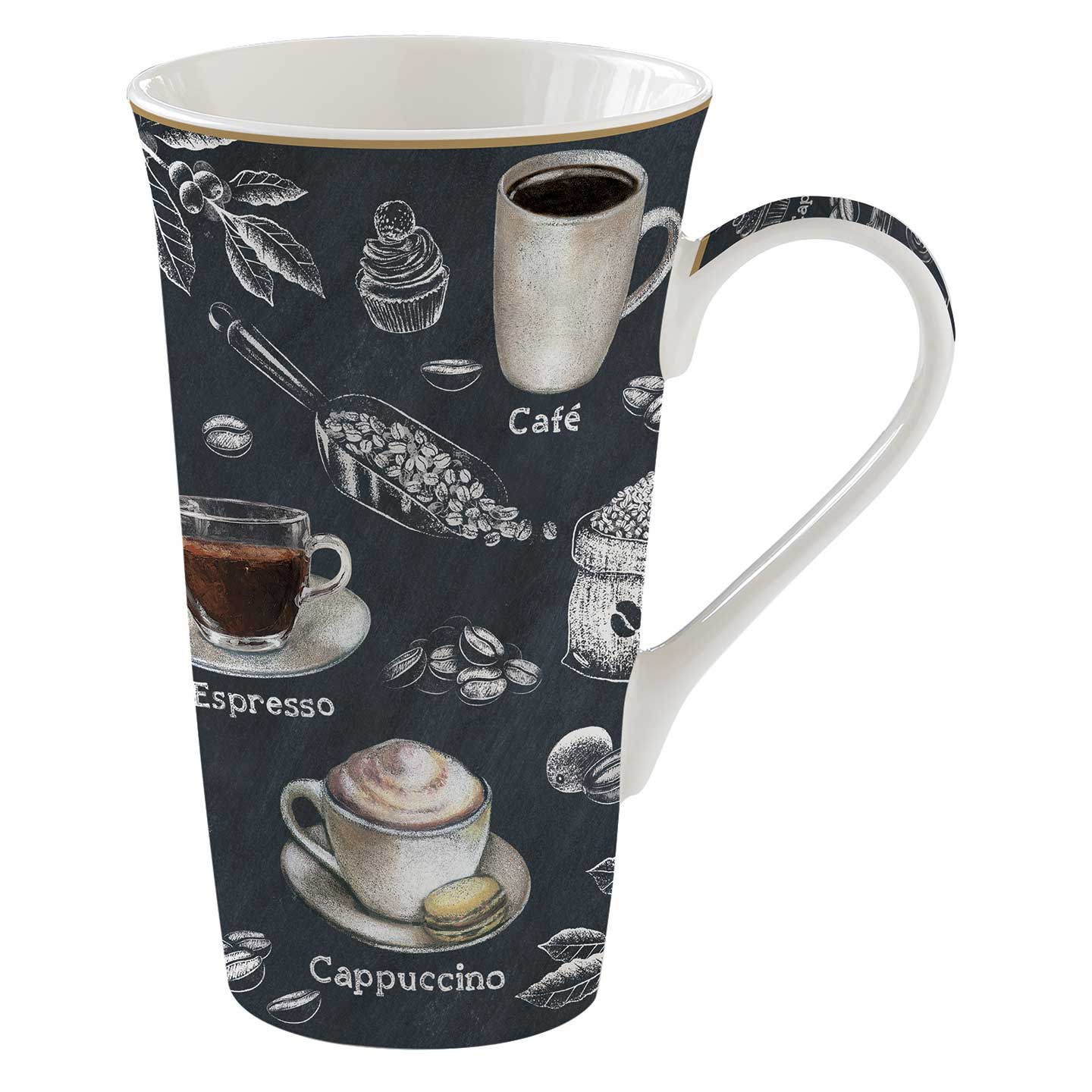 Bögre, csésze Porcelán kávés nagy bögre díszdobozban Barista