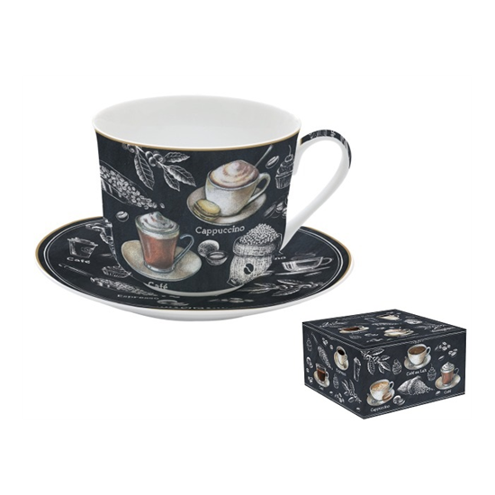 Bögre, csésze Porcelán kávés nagy csésze díszdobozban Barista