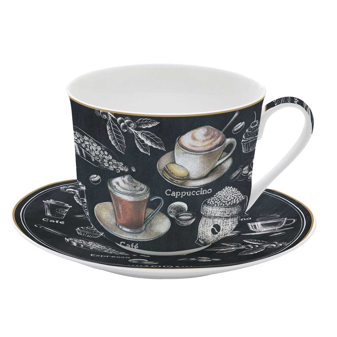 Bögre, csésze Porcelán kávés nagy csésze díszdobozban Barista