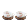 Bögre, csésze Porcelán kávéscsésze akácfa aljjal 2 személyes szett - Sakura