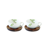 Bögre, csésze Porcelán kávéscsésze szett akácfa aljjal 100 ml díszdobozban - Natura