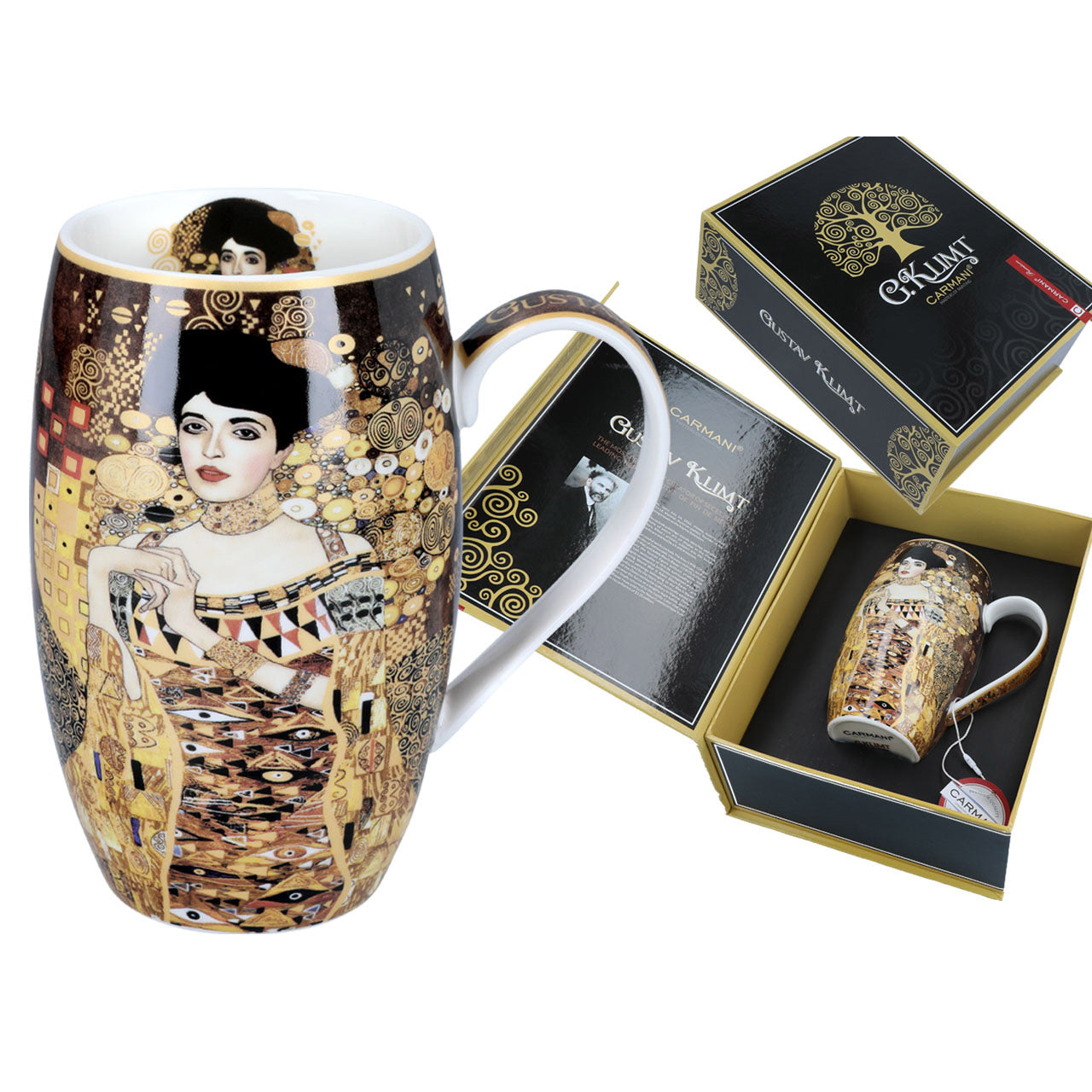 Pohár Porcelán korsó forma bögre Klimt Adele díszdobozban 700 ml