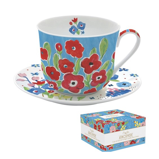 Bögre, csésze Porcelán reggelizőcsésze + alj En Plein Air