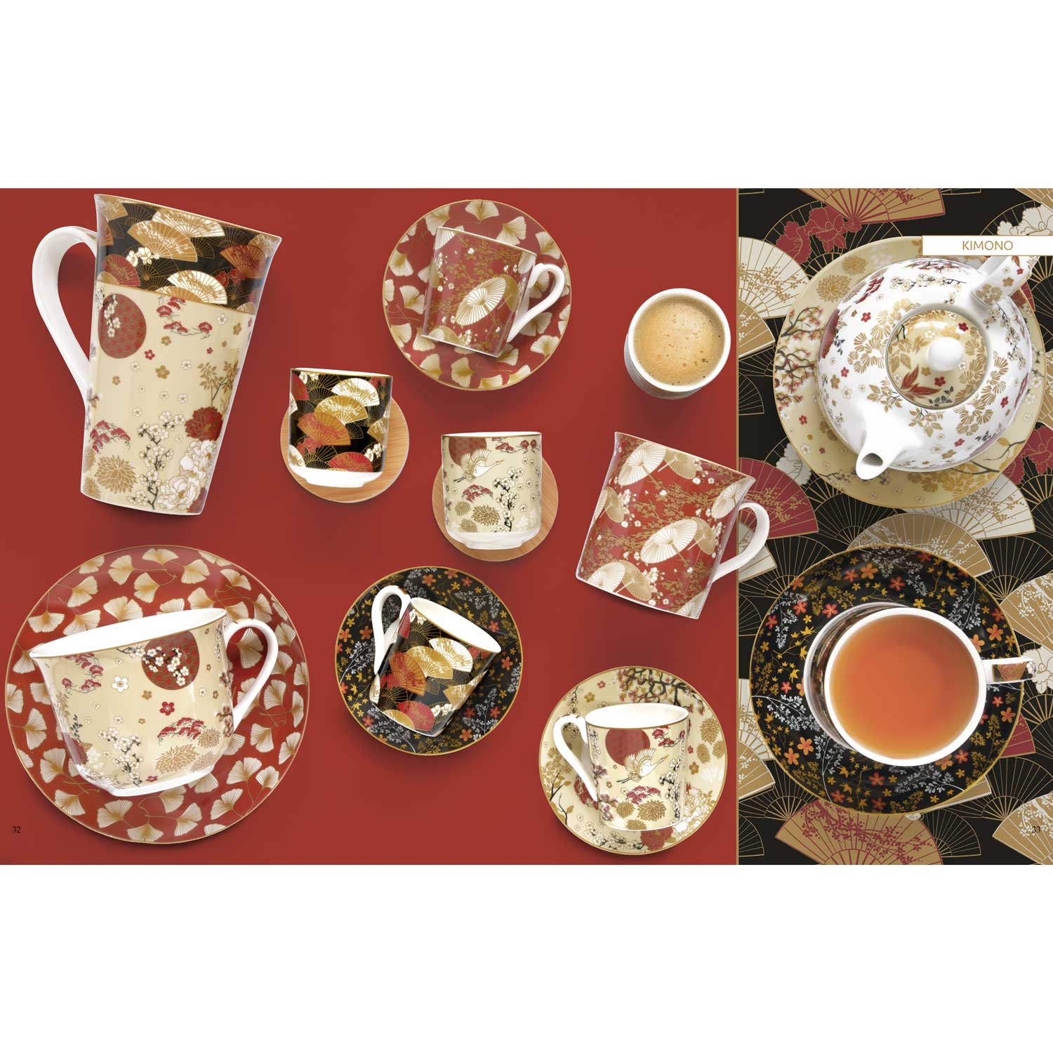 Bögre, csésze Porcelán teás csésze aljjal 2 személyes Coffee Mania Kimono